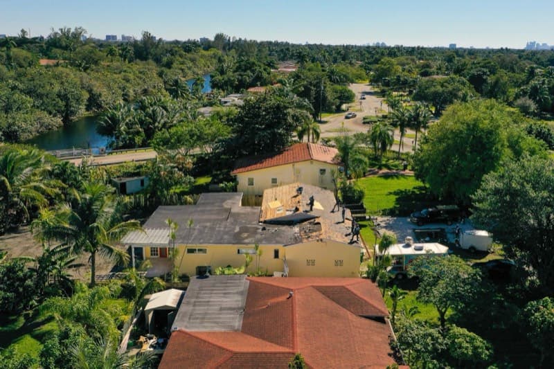 Aerial view of Florida roof project