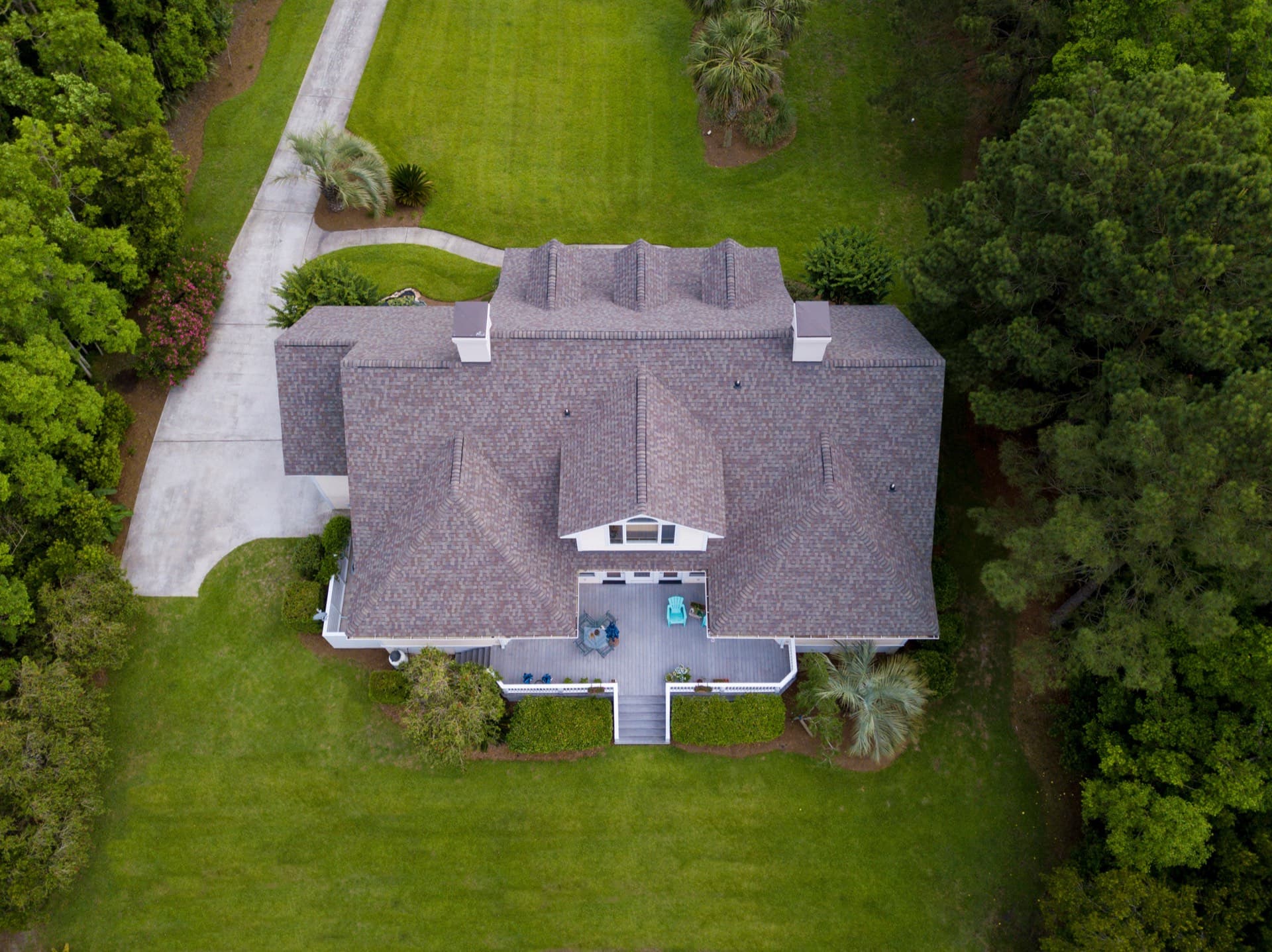 Aerial view of Florida roofing project