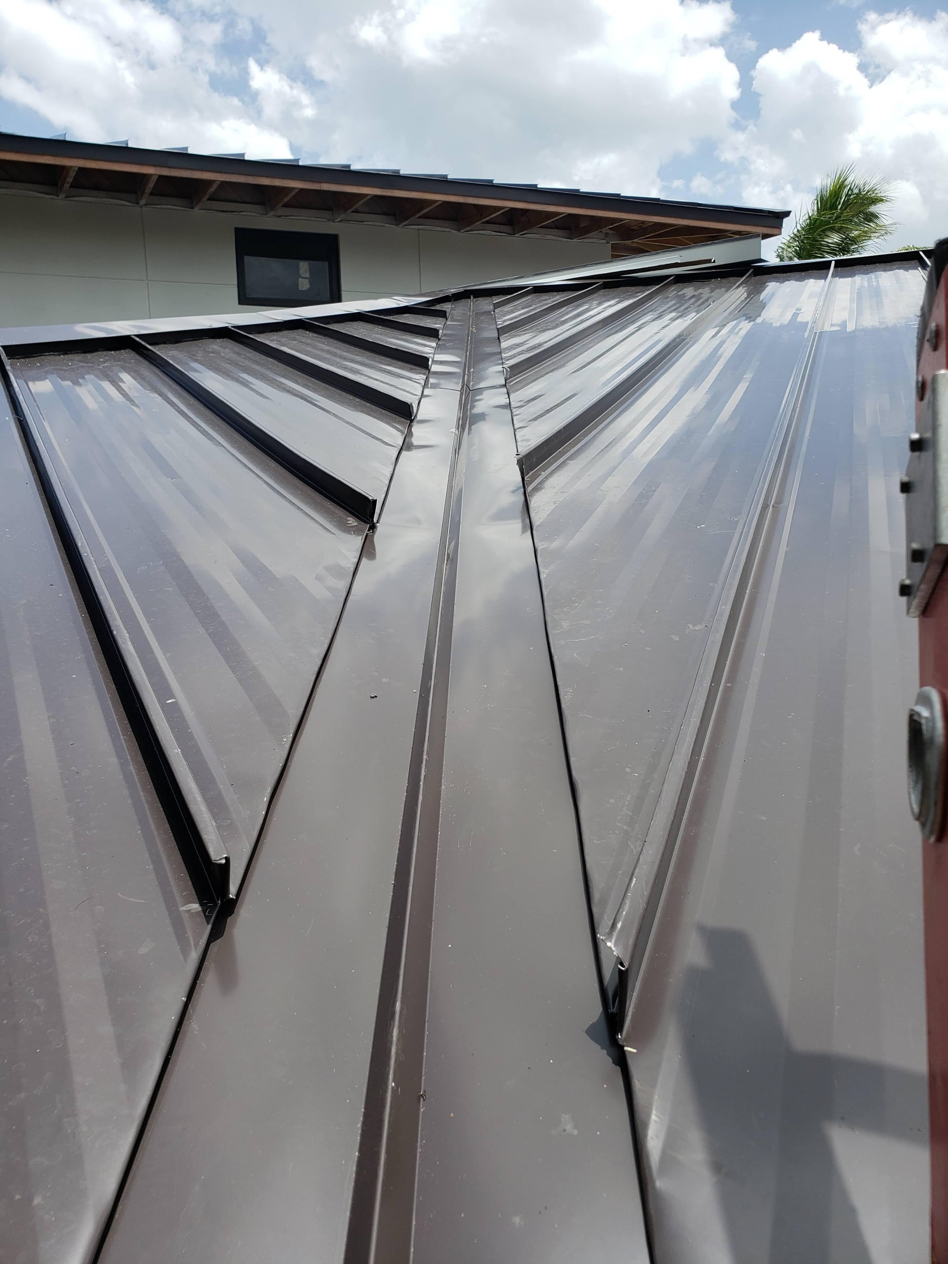 Standing seam metal roof close-up