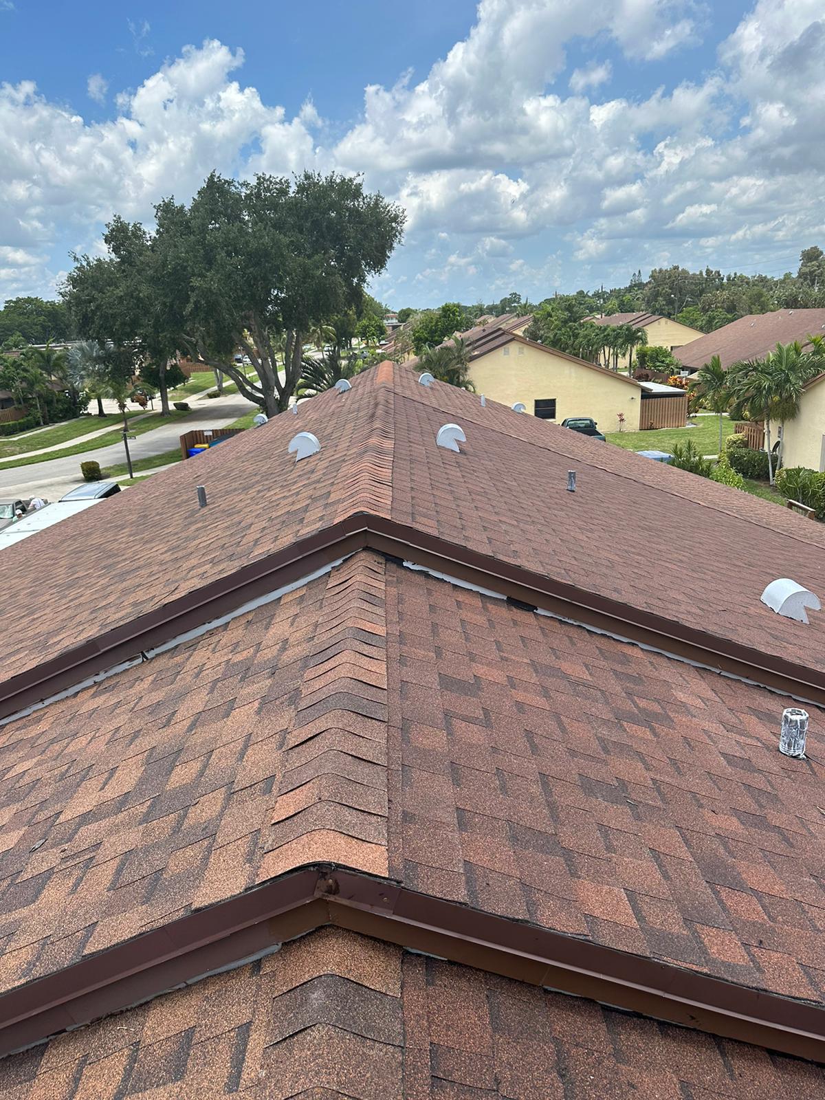 Brown shingle roof finished